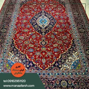فرش دستباف کاشان 12 متری رنگ لاکی