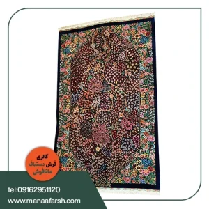فرش دستباف قم ۶ متری تمام ابریشم طرح درخت زندگی
