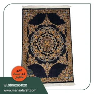 فرش دستباف ۶ متری قم تمام ابریشم طرح کف ساده ورساچه