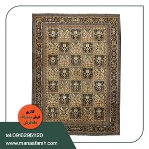 فرش دستباف قم 6 متری تمام ابریشم نقشه خشتی