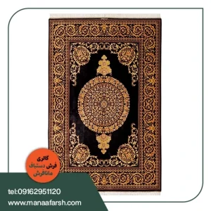 فرش دستباف 6 متری قم تمام ابریشم نقشه کف ساده ورساچه