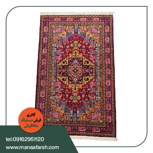 قالیچه نقشه قشقایی تمام پشم ۳۵ رج بافت خراسان